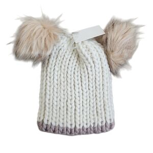 Cozy Knit Hat with Fluffy Ears One Size Nwt
